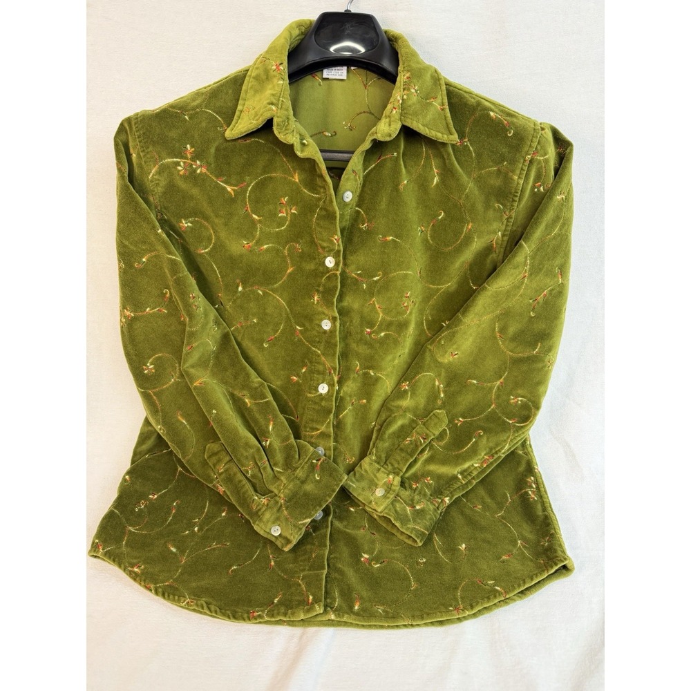Vintage The Territory Ahead Velvet Shirt Jacket Embroidered M Of Pearl Buttons L